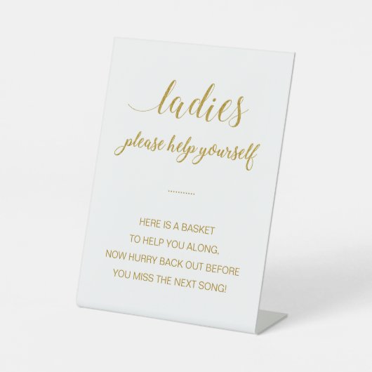 Gold Dames Bathroom Basket Elegant Wedding Reclamebord Met Voetstuk (Voorkant)