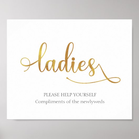 Gold Dames Weddenschap Bathroom Basket Sign Poster (Voorkant)