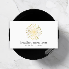 GOLD DANDELION STARBURST LOGO op WITTE Visitekaartje