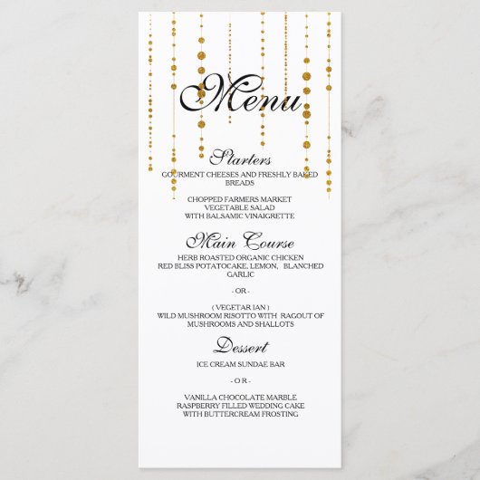Gold Dangle Wedding Menu (Voorkant)