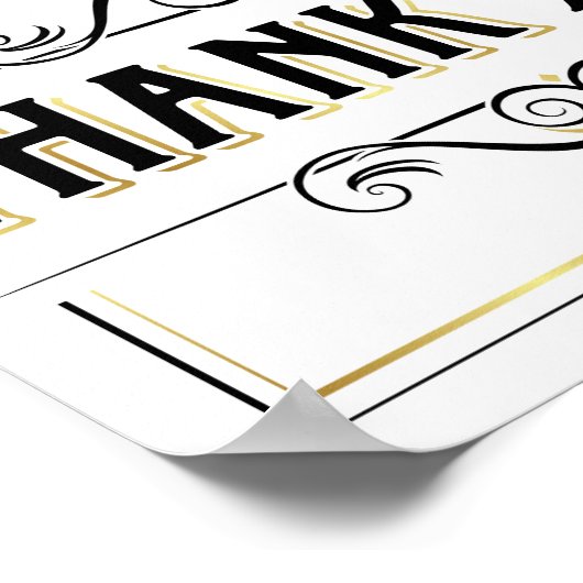  Gold DANK U tekent afdrukken Poster (Hoek)