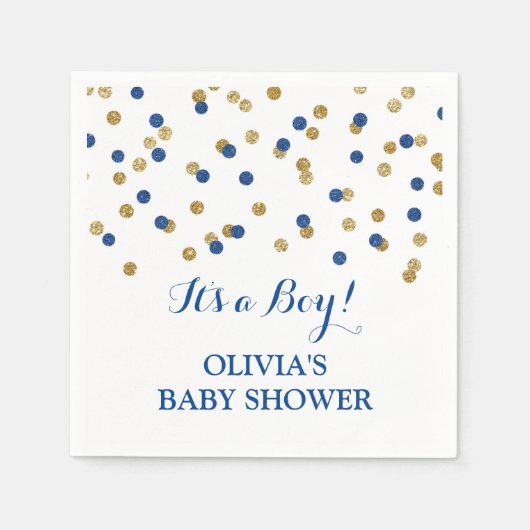 Gold Dark Navy Blue Confetti Baby shower Servet (Voorkant)