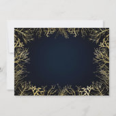 Gold & Dark Navy Blue Elegant Coral Vrijgezellenfe Kaart (Achterkant)