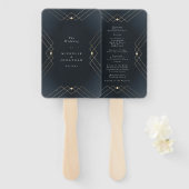 Gold Dark Navy Elegance Diamond Geo Deco Wedding Handwaaier (Voorkant en achterkant)