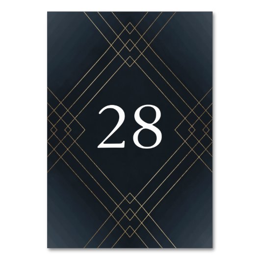 Gold Dark Navy Elegance Diamond Geo Deco Wedding Kaart (Voorkant)