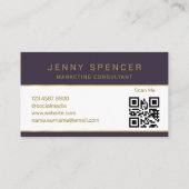 Gold dark Paars minimalist QR Code Professional Visitekaartje (Achterkant)