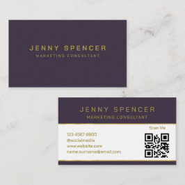 Gold dark Paars minimalist QR Code Professional Visitekaartje