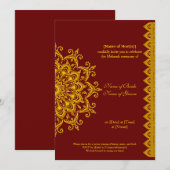  Gold Dark Red Mehendi Henna Indian Kaart (Voorkant / Achterkant)