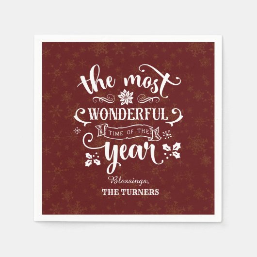 Gold de mooiste tijd van het jaarmonogram servet (Voorkant)