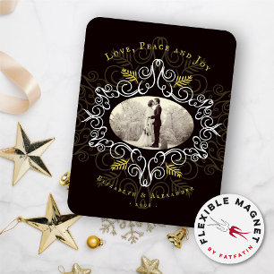 Gold Deco Festive Foliage Holiday Foto Magneet