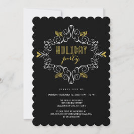 Gold  Deco Foliage Classic Holiday Party Kaart