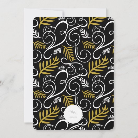 Gold  Deco Foliage Classic Holiday Party Kaart (Achterkant)