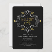 Gold  Deco Foliage Classic Holiday Party Kaart (Voorkant)