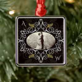 Gold Deco Lijst Festive Foliage Chic Photo Metalen Ornament