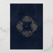 Gold Deco Ornament bruiloft Folie Uitnodiging (Achterkant)