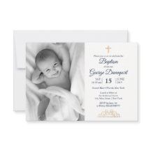 Gold decor Baptism aangepaste fotouitnodiging