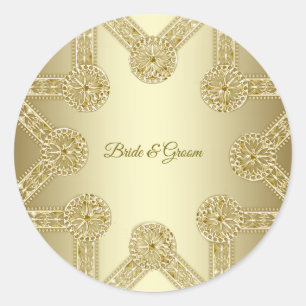 Gold Decorative Classic Round Sticker