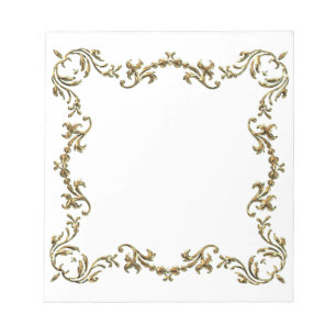 Gold Decorative Floral Border Notepad Notitieblok