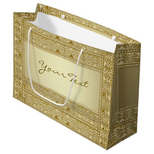 Gold Decorative Gift-tas Groot Cadeauzakje (Voorkant Gekanteld)