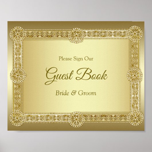 Gold Decorative Guest Book Sign Poster (Voorkant)