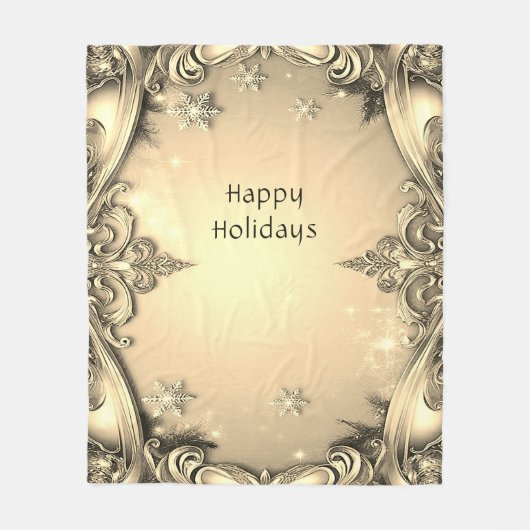 Gold Decorative Holiday Fleece Blanket (Voorkant)