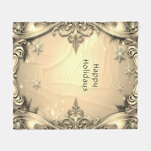 Gold Decorative Holiday Fleece Blanket (Voorkant (Horizontaal))