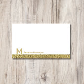 Gold Decorative Lined Modern Monogram Name Notitiekaartje