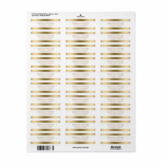 Gold Decorative Stripes Geometric Modern Design Etiket (Full Sheet)