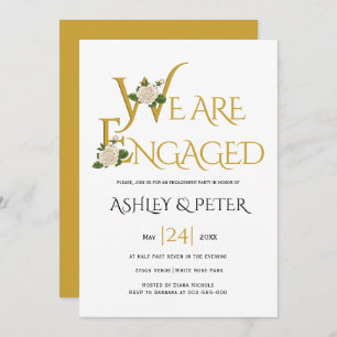Gold decorative typografie, verlovingsfeest voor r kaart