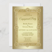Gold Decorative Verloving Invitation Kaart (Voorkant)