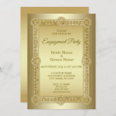 Gold Decorative Verloving Invitation Kaart (Voorkant / Achterkant)