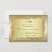 Gold Decorative Wedding RSVP-kaart RSVP Kaartje (Voorkant)