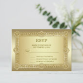 Gold Decorative Wedding RSVP-kaart RSVP Kaartje (Staand voorkant)