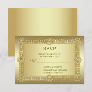 Gold Decorative Wedding RSVP-kaart RSVP Kaartje