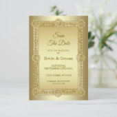 Gold Decorative Wedding Save the Date (Staand voorkant)