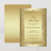 Gold Decorative Wedding Save the Date (Voorkant / Achterkant)