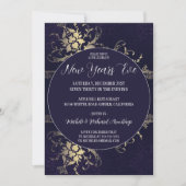 Gold Deep Blue Celebration New Years Uitnodiging (Voorkant)