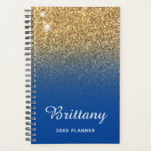 Gold Deep Blue Glitter Ombre - Aangepast Planner (Voorkant)
