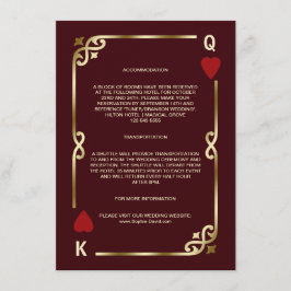 Gold Deep Burgundy Casino Vegas Wedding Details Informatiekaartje