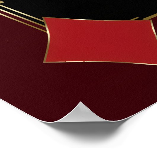 Gold Deep Burgundy Casino Wedding Seating Chart  Poster (Hoek)