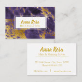 *~* Gold Deep Paars Marble Chic Popular Modern Visitekaartje (Voorkant / Achterkant)