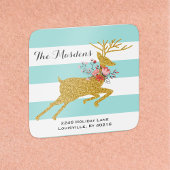Gold Deer en Stripes persoonlijke Adresetiketten Vierkante Sticker