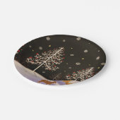 Gold  Deer Familie in Snowy Kerstbos Papieren Bordje (Gekanteld)