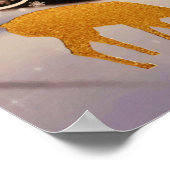 Gold  Deer Familie in Snowy Kerstbos Poster (Hoek)