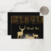 Gold Deer Family Bedankt Kaarten Notitiekaartje (Voorkant / Achterkant in situ)