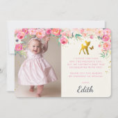 Gold Deer & Floral Foto Hartelijk dank Bedankkaart (Voorkant)