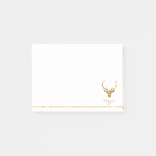Gold Deer Head Post-it® Notes (Voorkant)