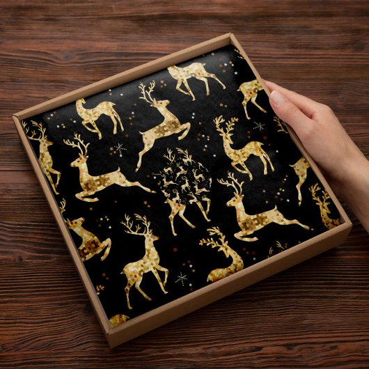 Gold Deer Kerstmis | Weefselpapier voor feestdagen Tissuepapier