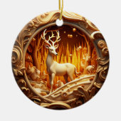 Gold Deer Kerstvakantie Ornament (Voorkant)