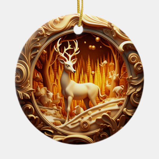 Gold Deer Kerstvakantie Ornament (Voorkant)